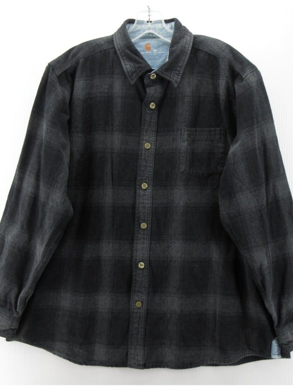Carhartt Shirt XXL Flannel Shadow Plaid Button Up Workwear Outdoor